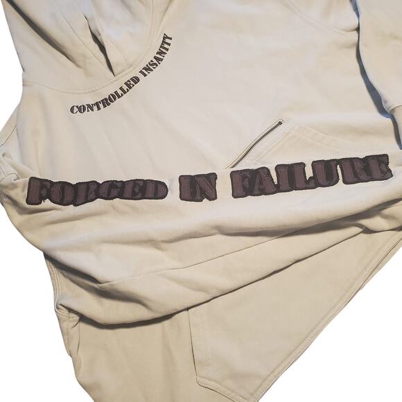 Controlled Insanity Size S Forged in Failure Cropped Hoodie Gray Cotton Blend - Picture 3 of 10